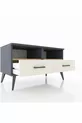 Commode Hyperion 2 étagères 2 tiroirs Anthracite-Pin/Pierre de Lune