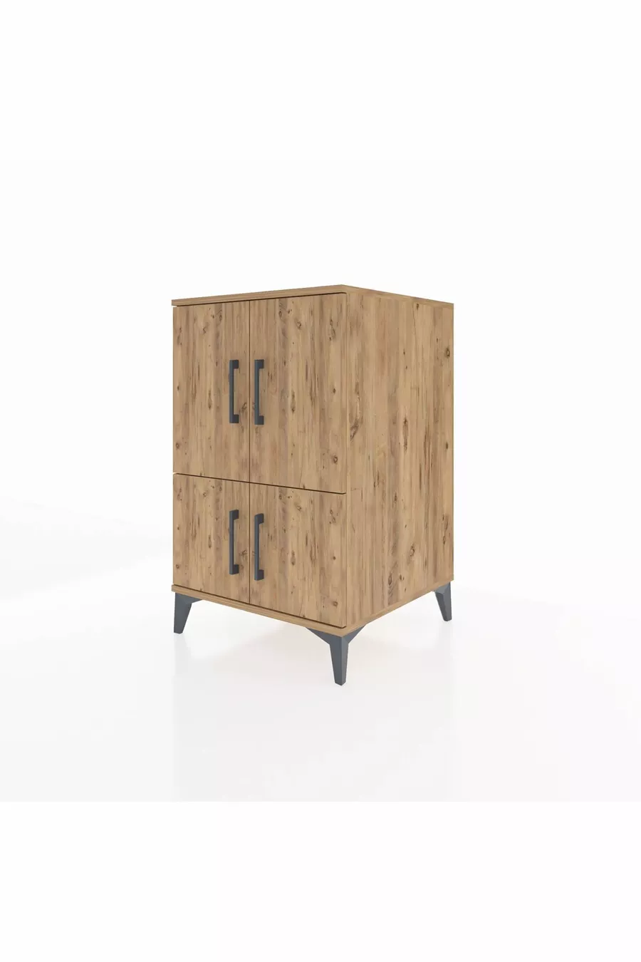 Table de chevet Kronos avec 2 étagères et 4 portes, pin-pin