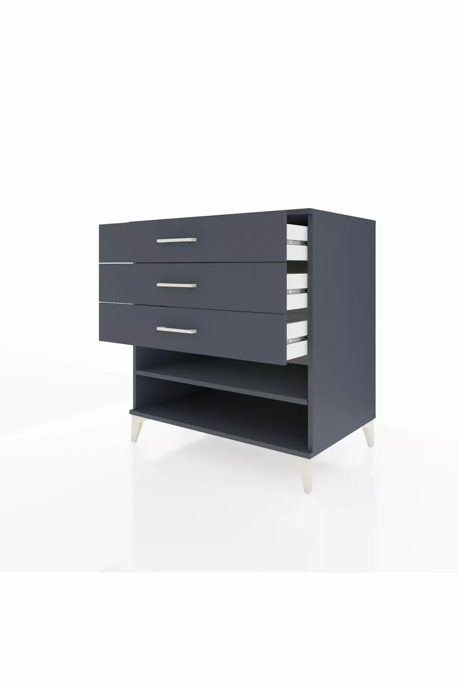 Commode Kronos à une étagère et trois tiroirs Anthracite-Anthracite