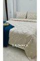Housse de lit scandinave Jasmin pour lit double  et 2 taies d'oreiller beige