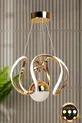 Suspension LED moderne en métal plaqué or modèle Peru pour salon, cuisine, salle à manger et chambre
