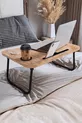 Table pliante portable pour ordinateur portable avec support pour tablette et téléphone, en pin