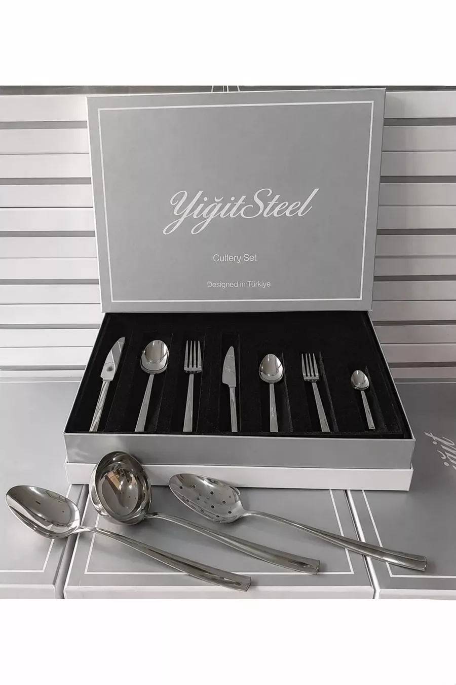 Ensemble de cuillère, fourchette et couteau en acier inoxydable émeraude pour une personne, pour cadeaux et dot