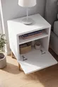 Commode moderne blanche avec pieds en bois, commode de chambre à coucher, commode pour chambre de bébé, commode pour chambre d'adolescent, commode avec étagères, table de chevet, commode moderne scandinave