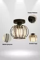 Plafonnier Lustre Bella Luce Modèle Noir en Métal avec Cristaux pour Salon, Cuisine, Chambre et Séjour