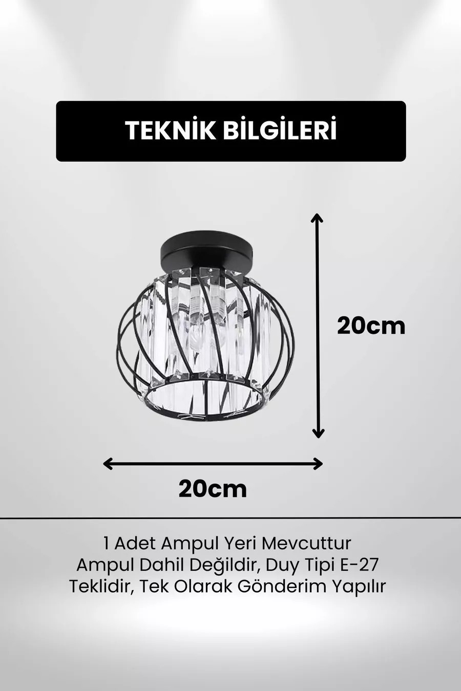 Plafonnier Lustre Bella Luce Modèle Noir en Métal avec Cristaux pour Salon, Cuisine, Chambre et Séjour