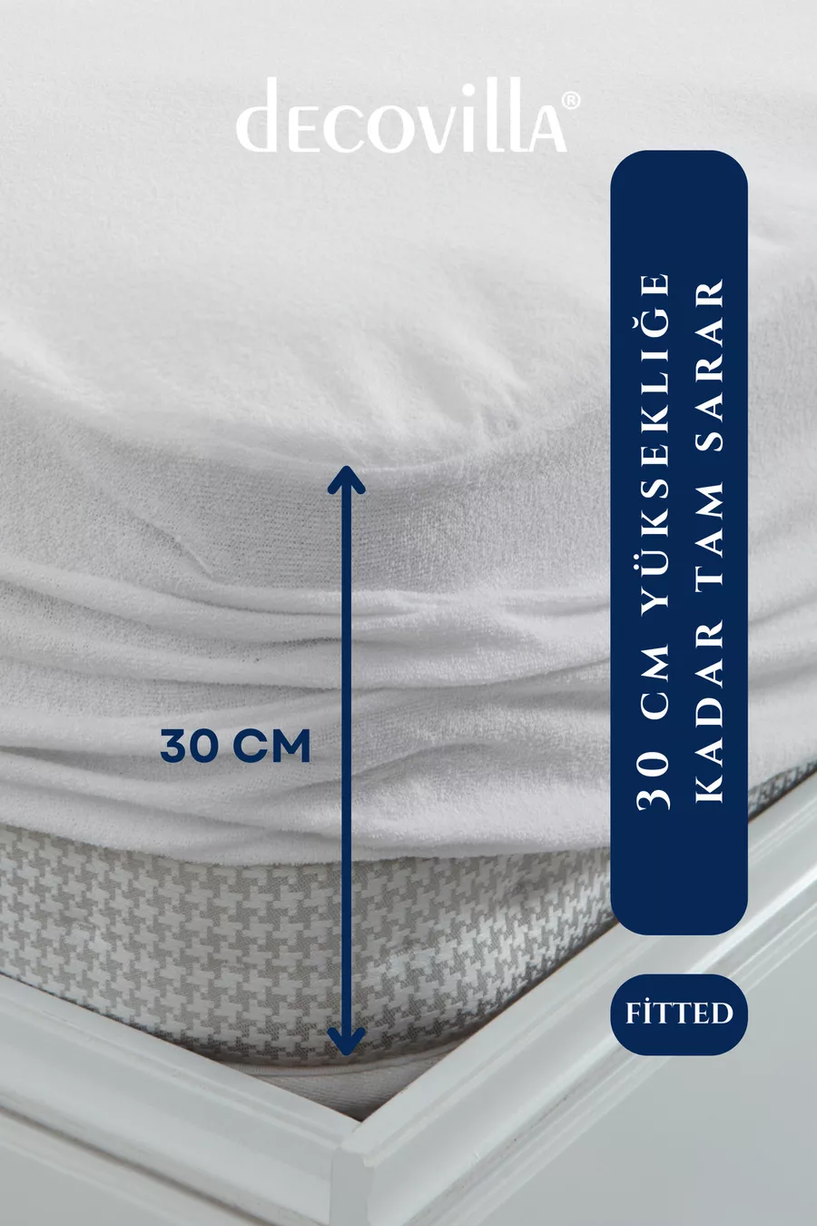 Protège-matelas imperméable à l'eau avec bord complet ajusté en microfibre, drap blanc