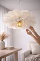 Lumi Bloom Abat-jour de fleurs fait main en papier crêpon italien blanc, éclairage pour salon et chambre