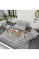 Série « Modern » Balcon, Jardin, Café - Ensemble Canapé en Métal 2 1 1 avec Table Offerte - Gris Clair