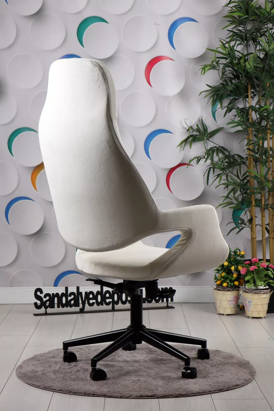 Fauteuil de Directeur et Gestion Wagner (Blanc Cassé) (Hydrofuge, Anti-tache, Tissu Lavable)