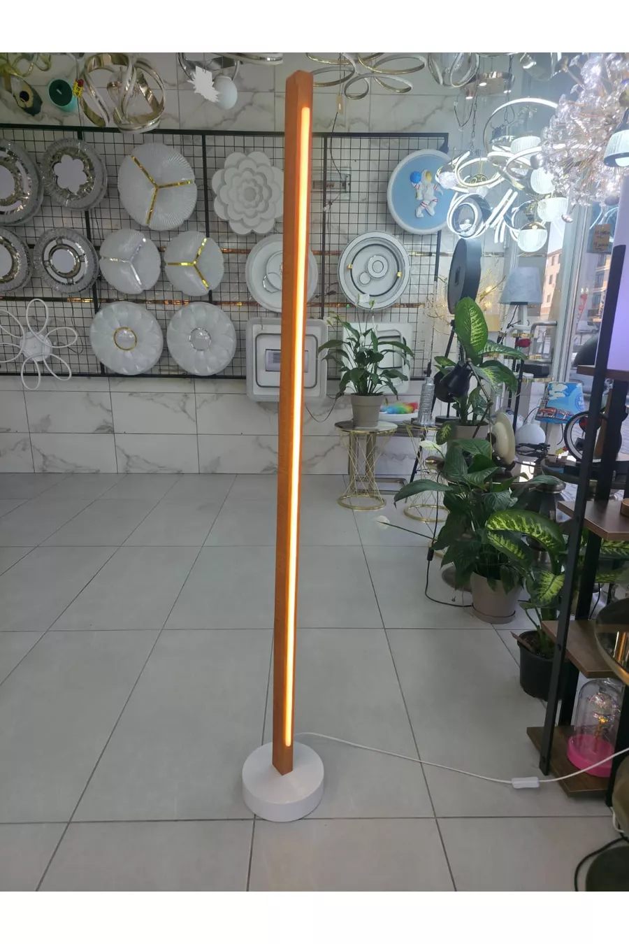 Lampadaire LED en bois moderne | 3 couleurs avec télécommande | Fait main  cm