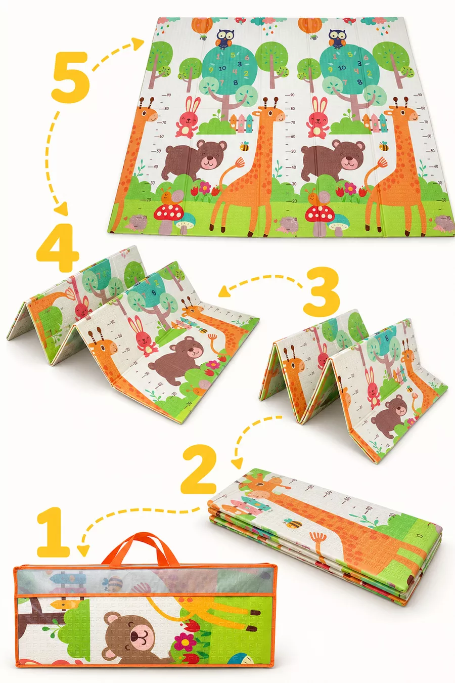 Tapis de jeu pour bébé et enfant réversible pliable Best Friends – Tapis de jeu éducatif, avec sac de transport