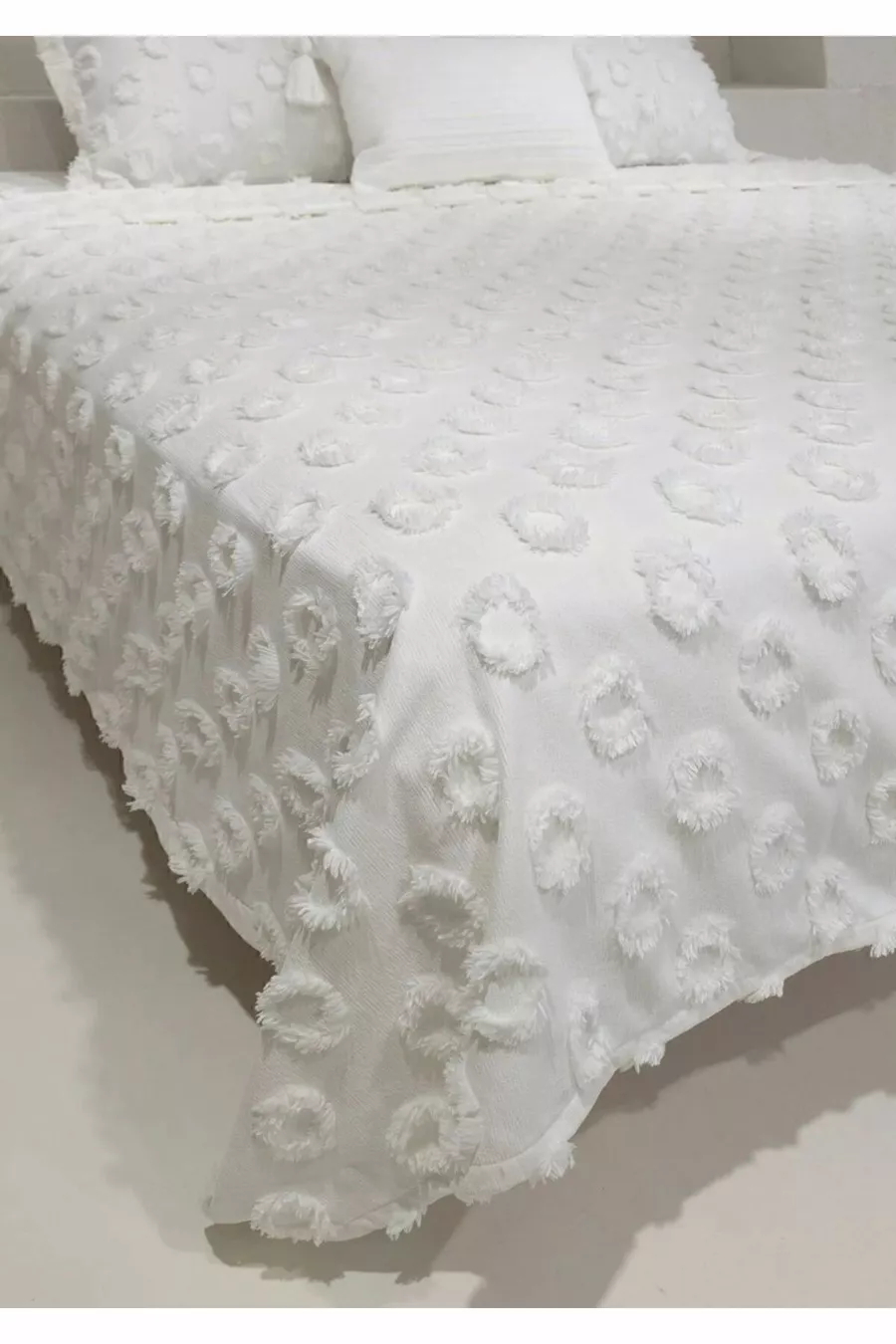 Ensemble de Housse de Lit Double Ponponlu Delux  Best House - Ecru -