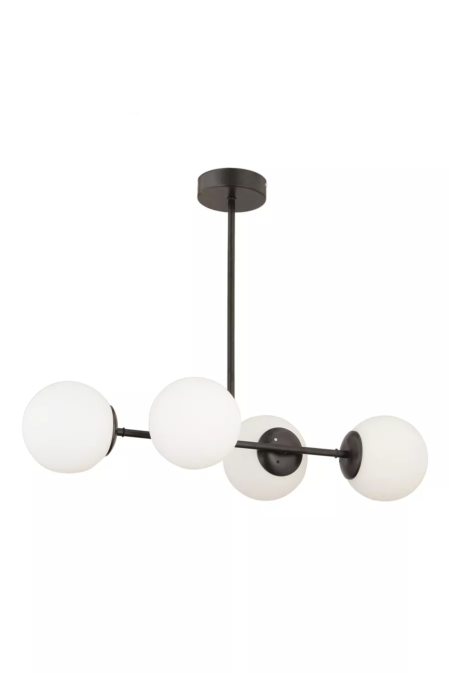 Lustre de salle à manger moderne noir à 4 branches pour chambre à coucher et salon