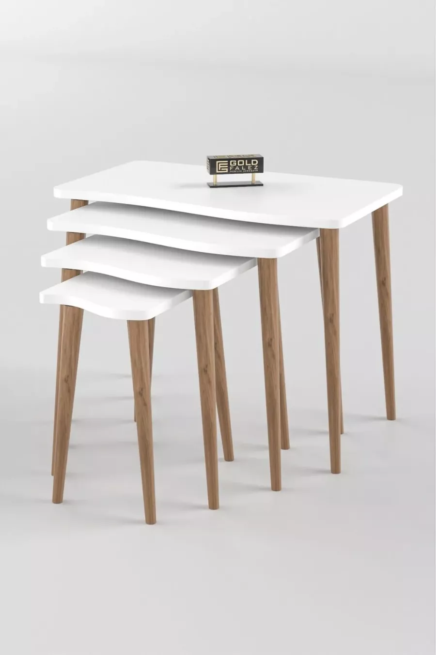 Table d'appoint en bois 4 pièces carrées blanche