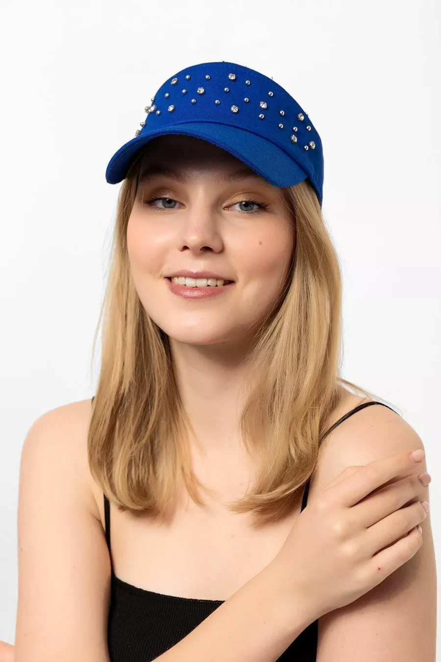 Casquette de femme tennis avec visière bleue en pierre