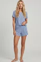 Ensemble de pyjama à col rond avec short en tricot motif léopard bleu