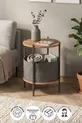 Table basse avec large sac, porte-revues, bibliothèque, porte-fleurs, pin