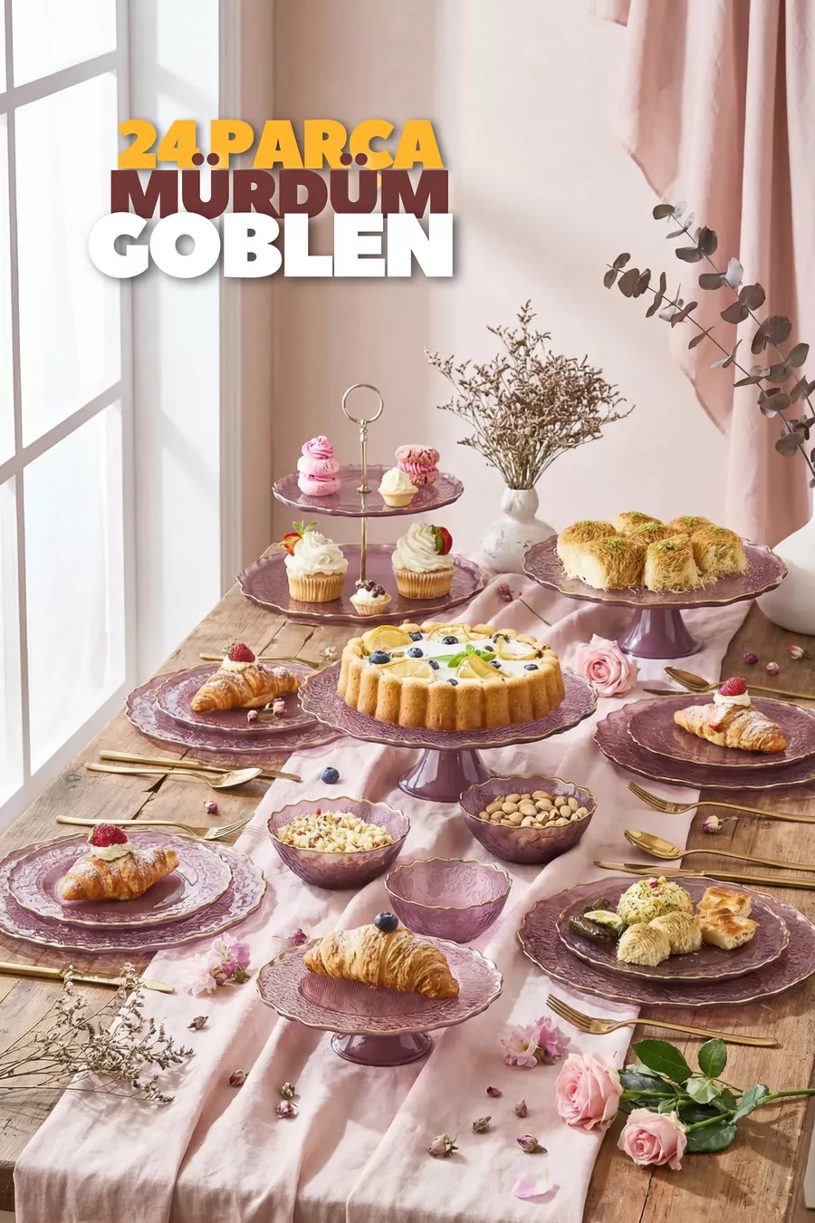  pièces - Série Goblen Ensemble de service et de présentation pour gâteau prune