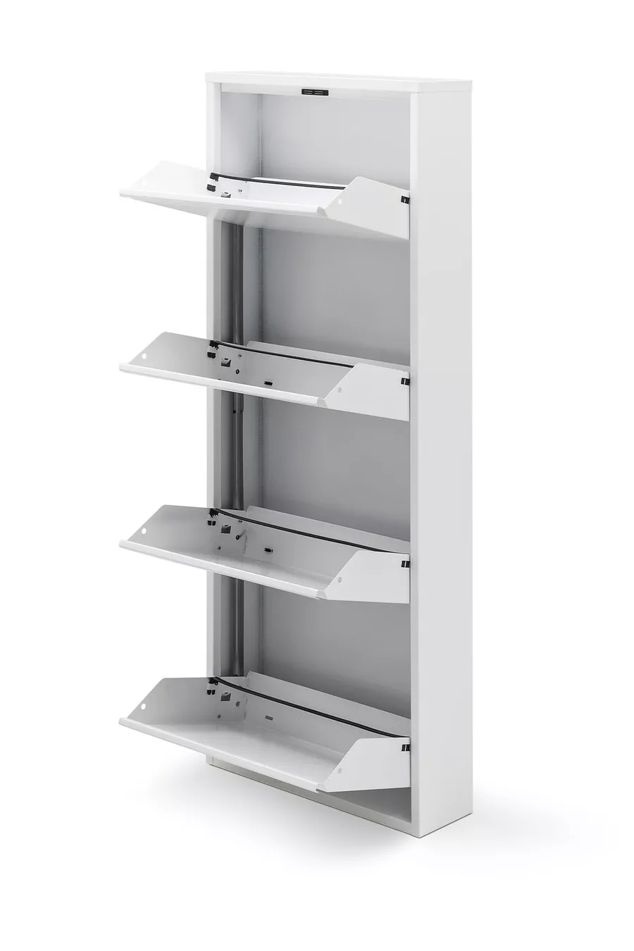 Meuble à chaussures en métal à 4 compartiments avec serrure - blanc -