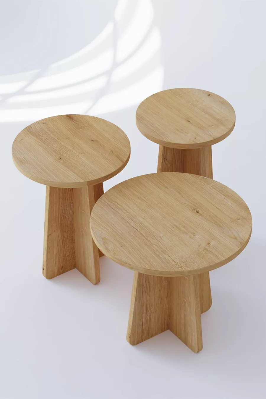 Table gigogne 3 pièces Mantar style scandinave - Chêne saphir