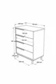 Commode Bohème 4 tiroirs avec pieds en métal blanc -W