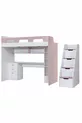Lit superposé, bureau et bibliothèque Troya - Rose