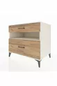 Commode Kronos avec une étagère et 2 tiroirs, Pierre de Lune-Pin