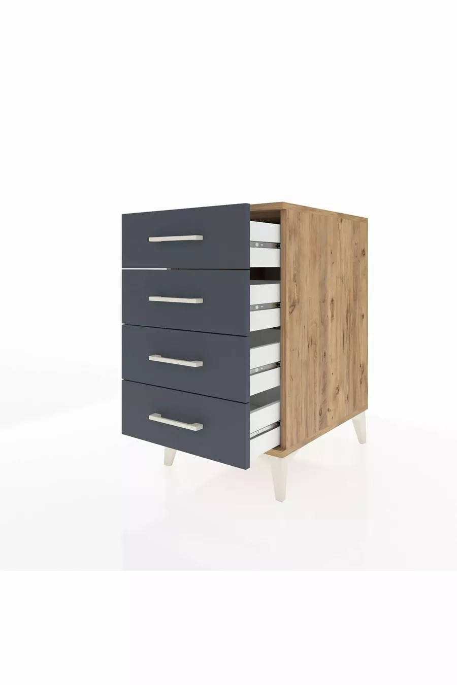 Chevet Kronos 4 tiroirs Pin-Anthracite