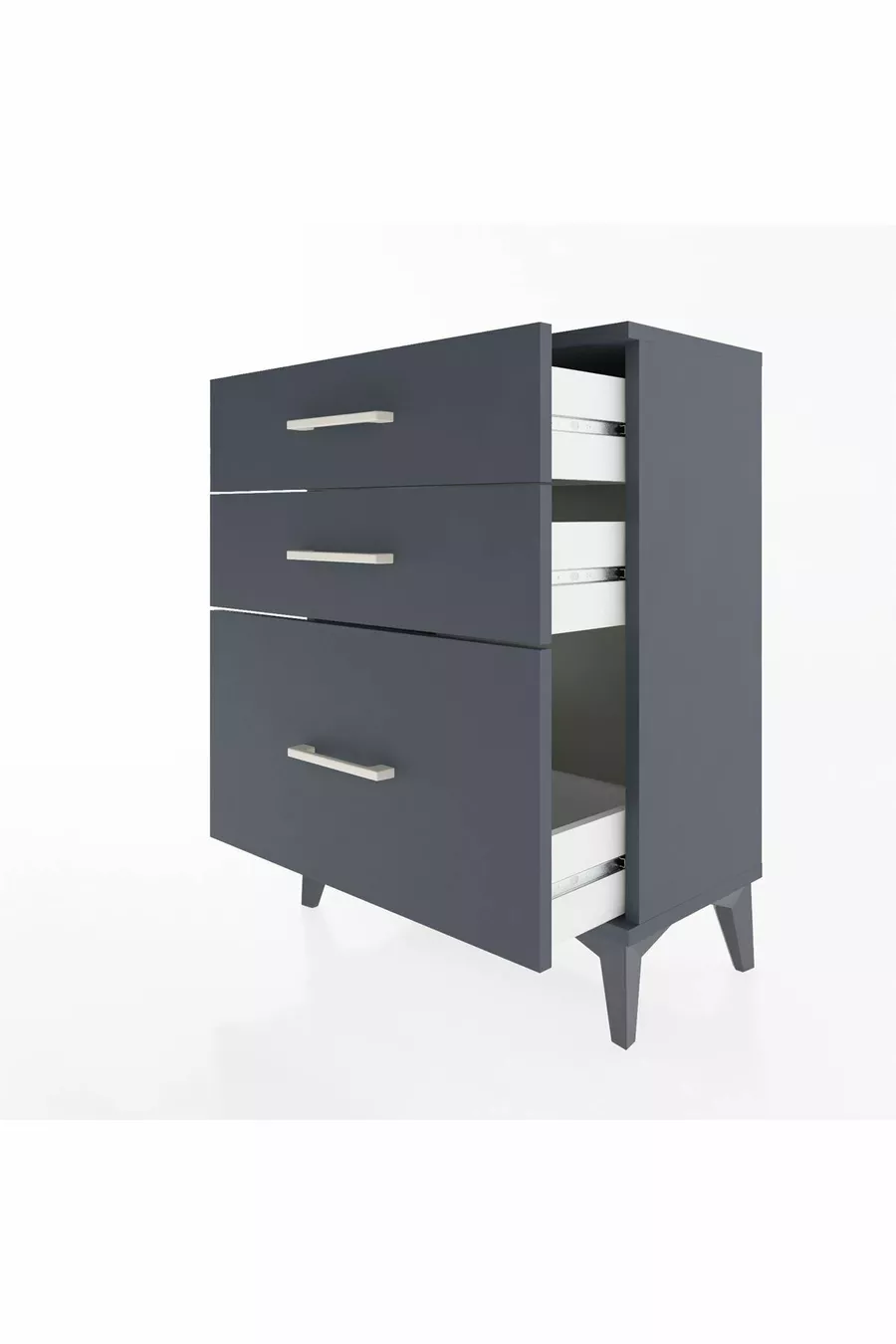 Chevet Arges 3 tiroirs Anthracite-Anthracite