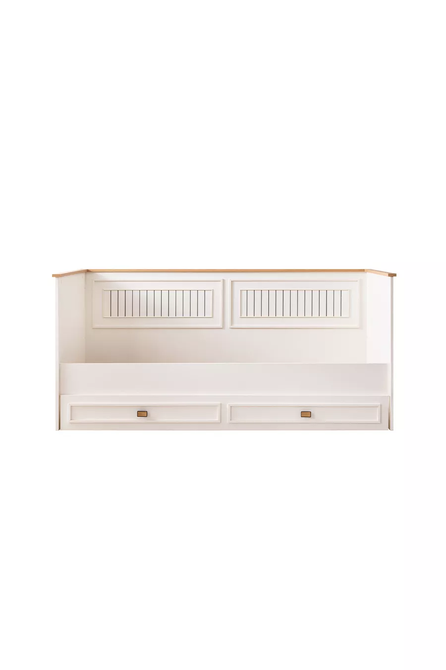 Ensemble de chambre Zenit, lit coffre avec barrière pour bébé Zenit, armoire à 3 portes, commode