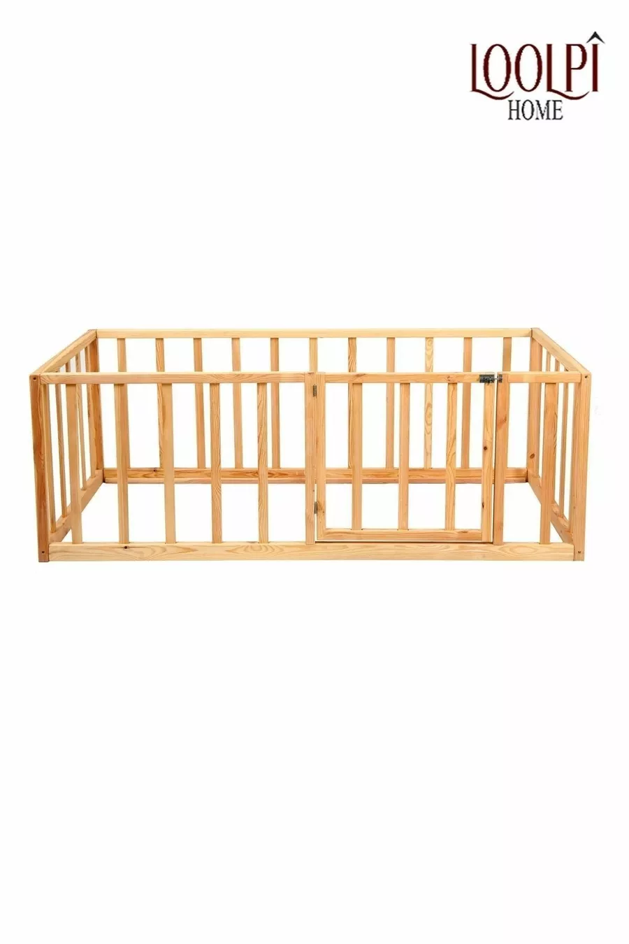 Lit Montessori pour bébé et enfant unisexe en bois avec barrière de sécurité et porte, parc-lit  Cm
