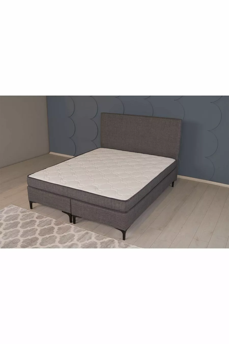 Ensemble Luna (LIT SANS COFFRE AVEC SOMMIER ET TÊTE DE LIT) Anthracite