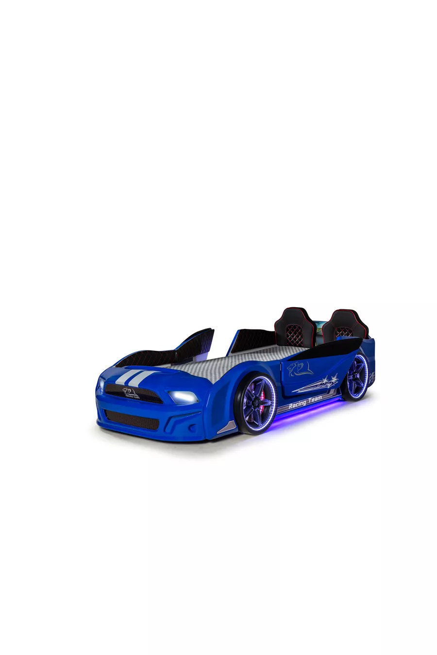 Portes de lit voiture avec base, Mustang à ouverture complète avec LED, télécommande et musique