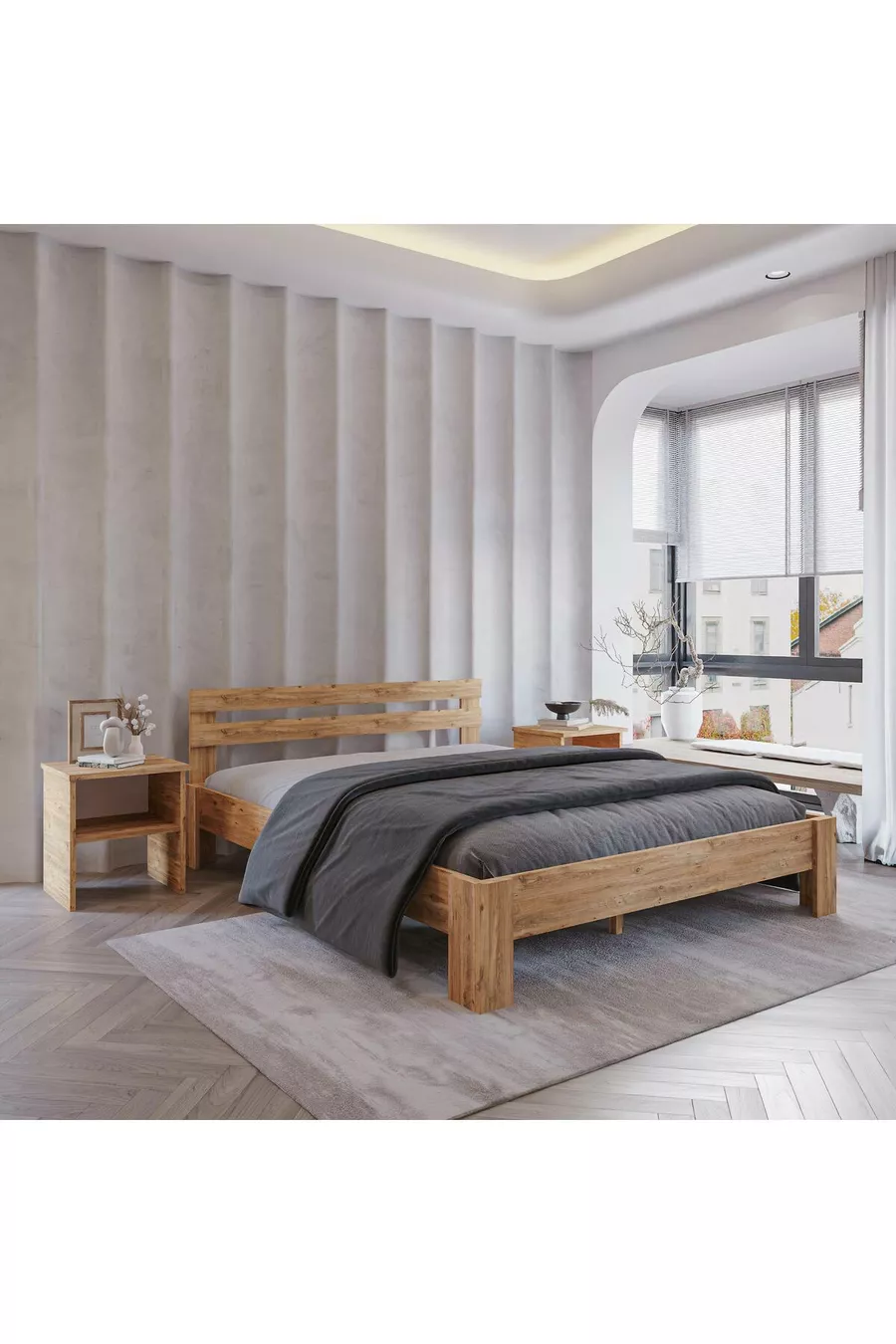 Lit Atlantik en MDF | Compatible avec lits simples et doubles, installation facile