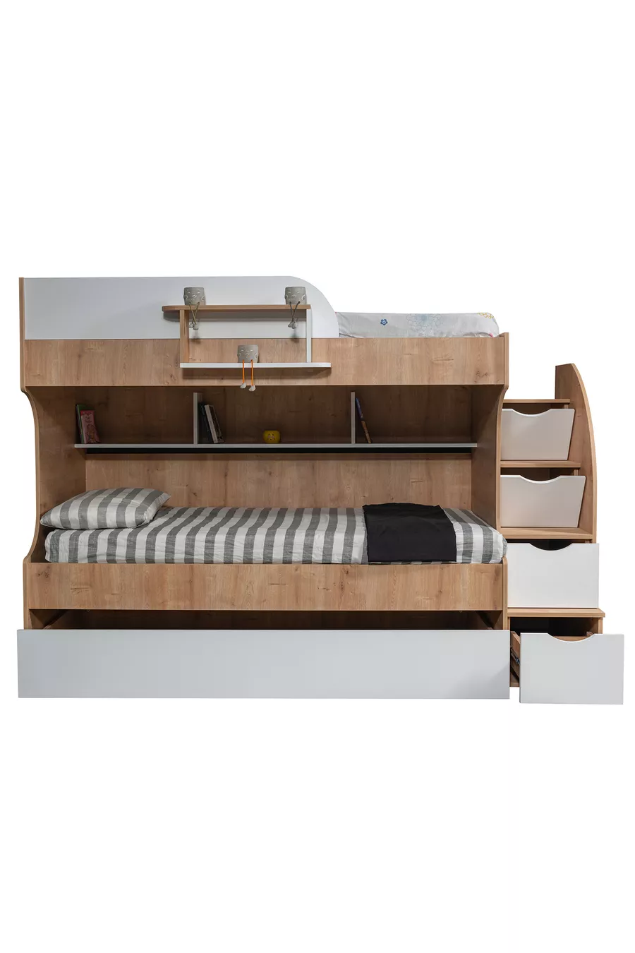 Lits superposés, Lit superposé Aura avec tiroirs - 3 matelas confort