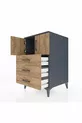 Table de chevet Kronos avec une étagère, 3 tiroirs et 2 portes, anthracite-pin