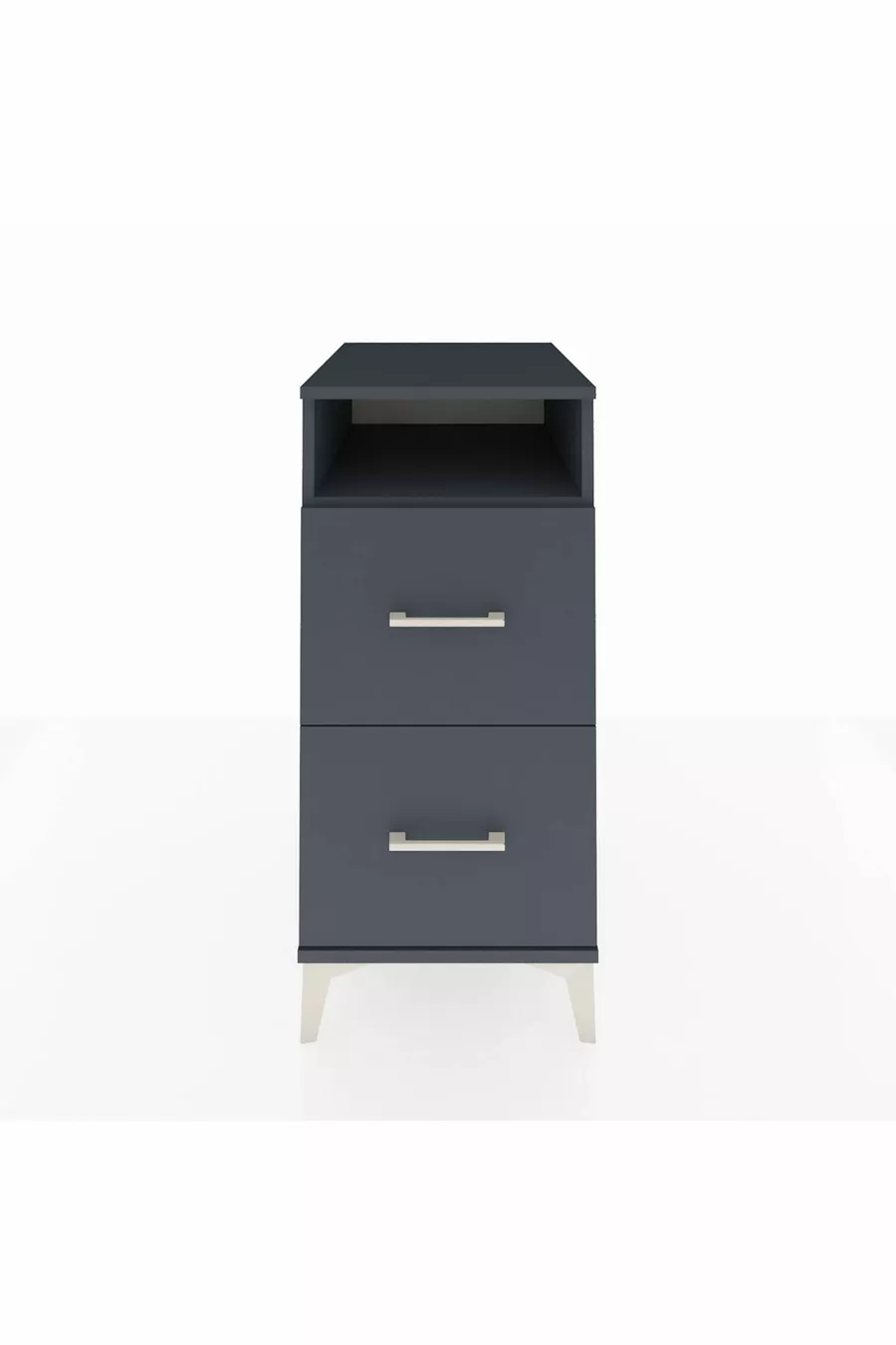 Table de chevet Kronos avec une étagère et 2 tiroirs Anthracite-Anthracite