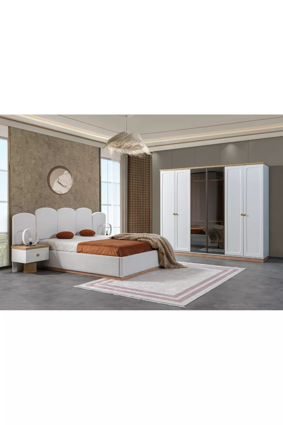 Ensemble de chambre à coucher Diego Commode et Miroir