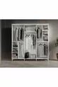 Ensemble de chambre à coucher complet en MDF avec 6 portes, blanc, avec sommier Paris