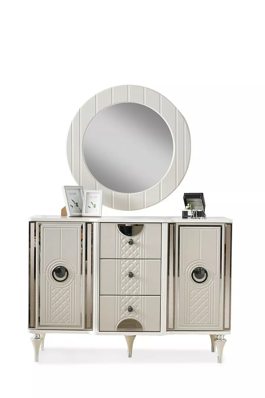 Ensemble de chambre à coucher Bahar en MDF avec sommier