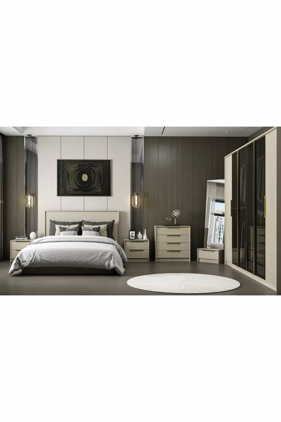 Ensemble de chambre à coucher Kale Luxe - grès - Set 1