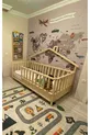 Lit Montessori pour bébé et enfant en bois naturel avec toit arrière