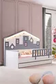 Lit Montessori avec tiroir pour enfant, Lit Montessori City avec panneau et barrières - Gris