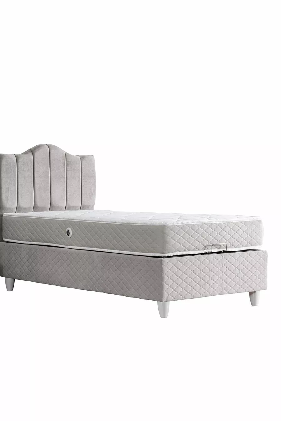 Sommier, Ensemble Double Tendence, Tête de lit simple - Gris