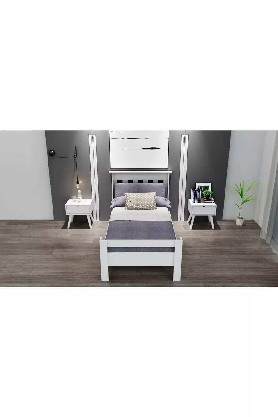 Lit Compatible, Style Simple, Simple, Blanc, Jeune, MDF, Lit Simple