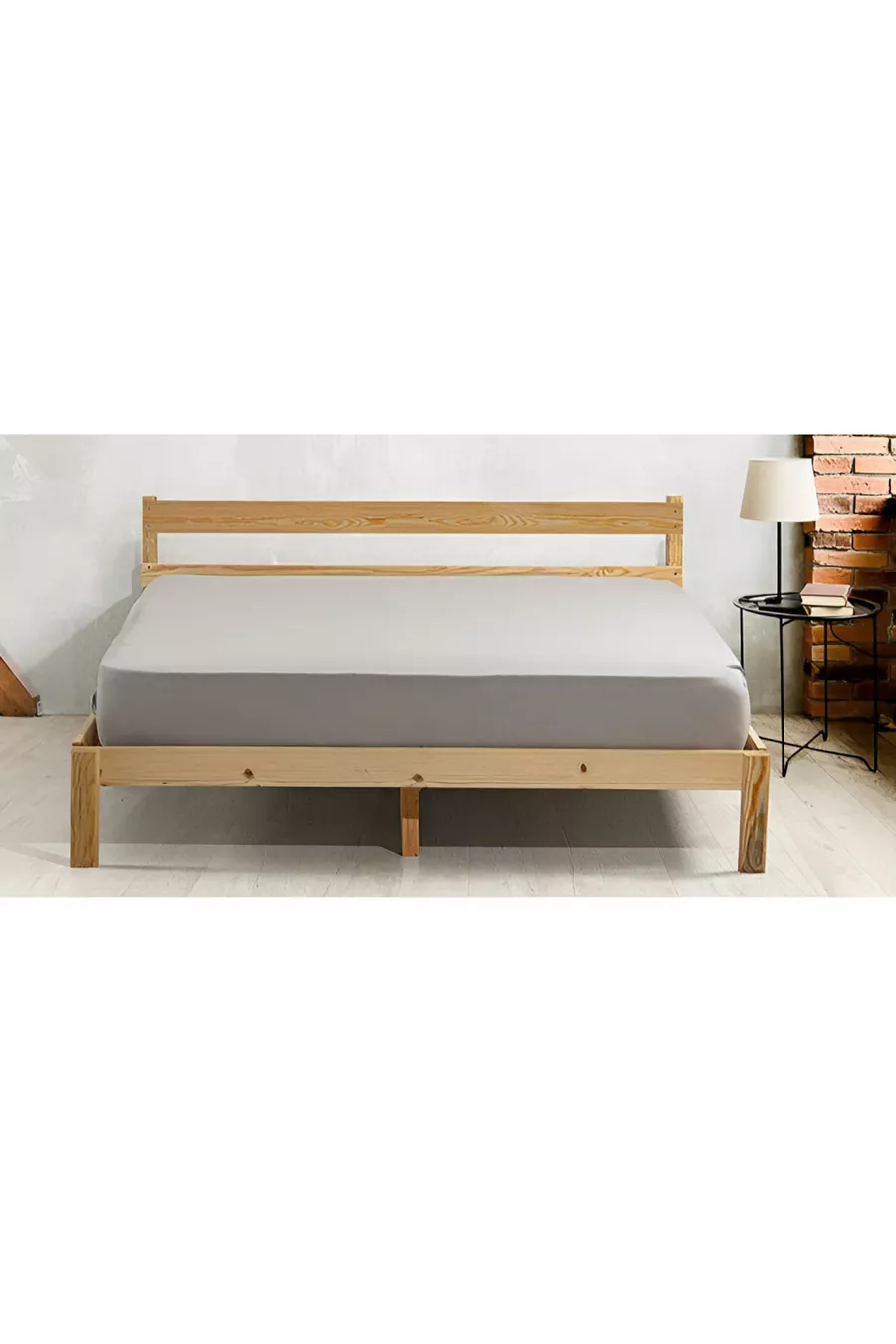 Lit en bois massif Bois naturel COULEUR NATURELLE