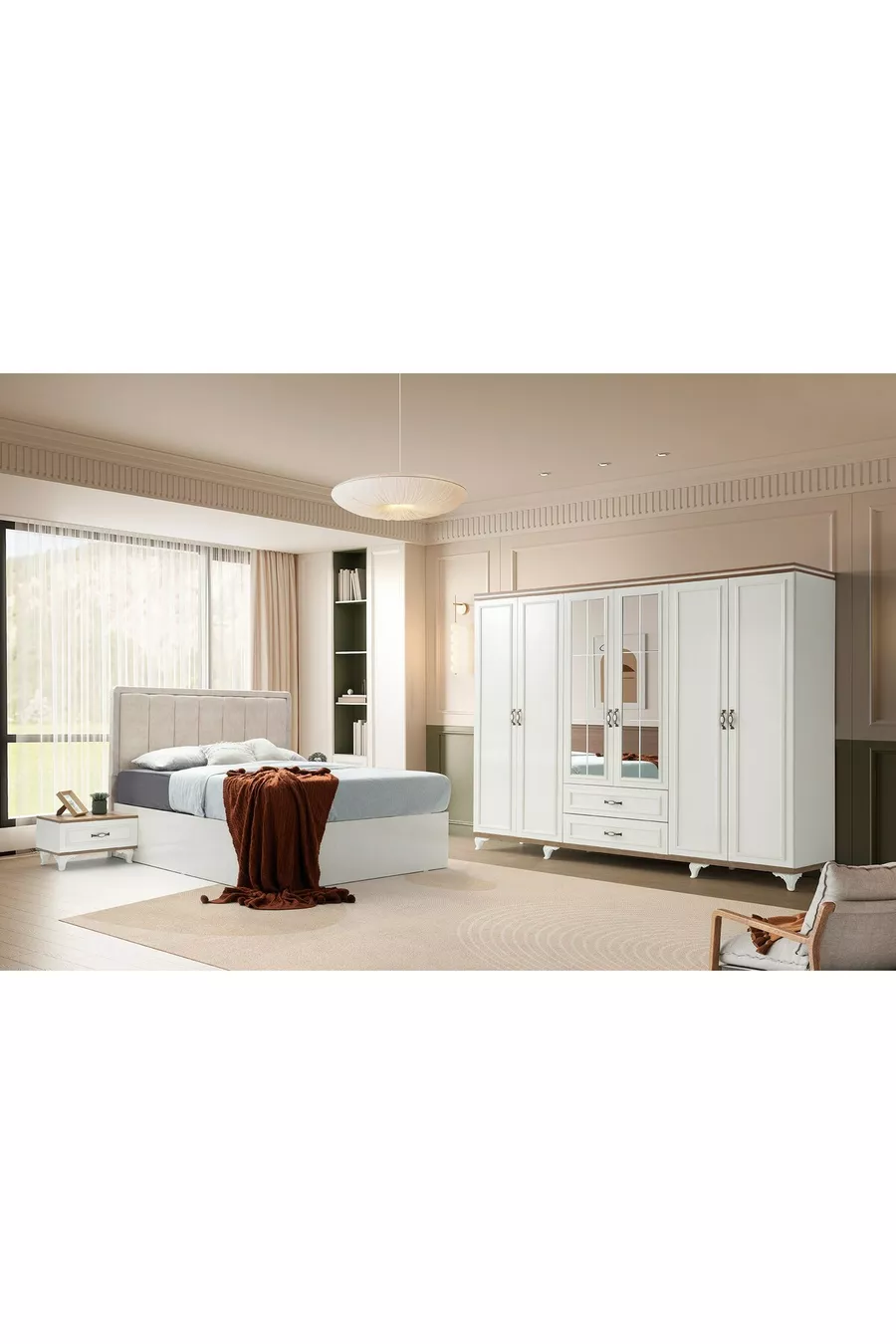 CHÊNE Chambre à coucher 6 portes