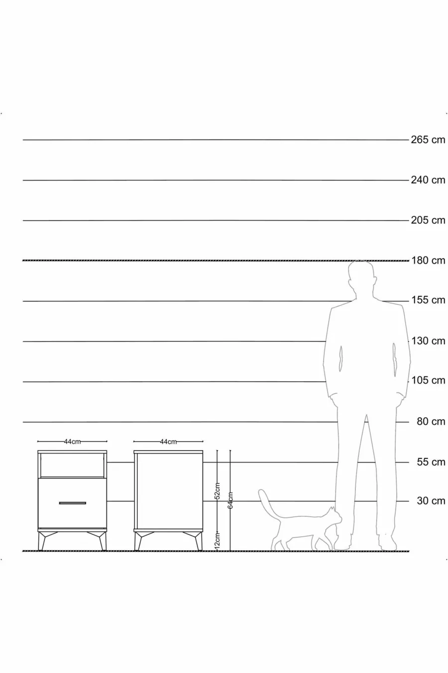Commode Hyperion à une étagère et un tiroir Anthracite-Anthracite