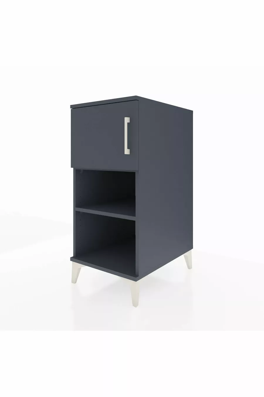 Table de chevet Kronos à 2 étagères avec 1 porte Anthracite-Anthracite